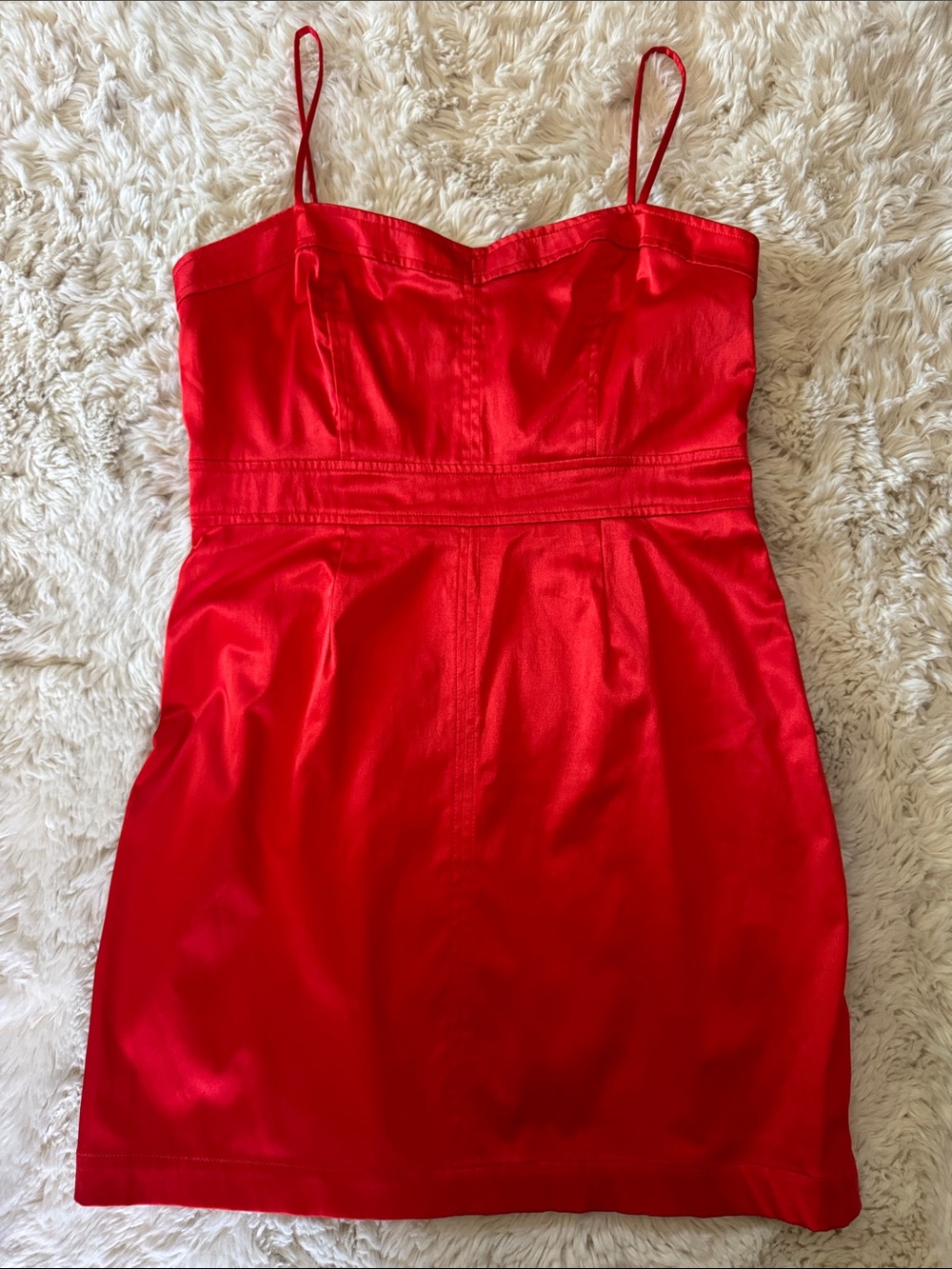 Y2K Vintage Red Silky Spaghetti Strap Mini Dress